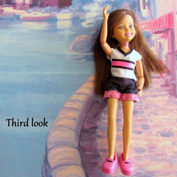 WEE 3 FRIENDS CLOTHES: DRESS, TOPS, SHOES, SKIRT, SHORTS, 6 ITEMS, PRETTY PINK - Picture 8 of 10